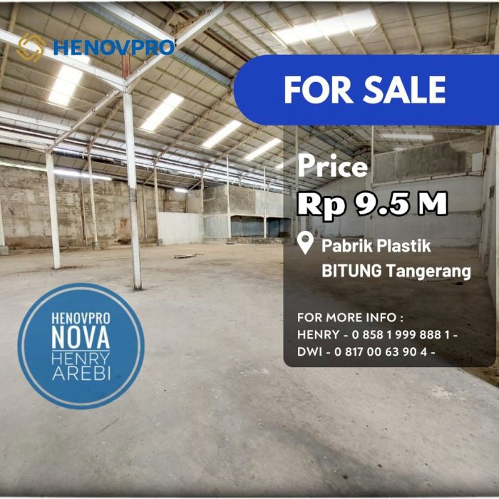 Dijual Cepat TANAH BONUS GEDUNG Eks Pabrik Plastik BITUNG Tangerang