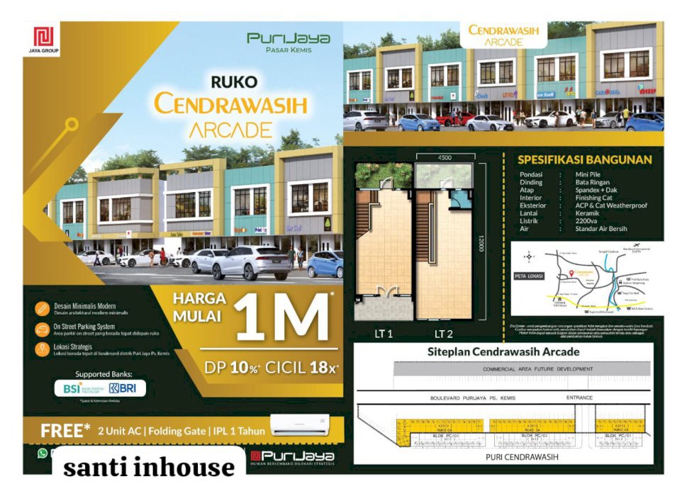 DI JUAL RUKO CENDRAWASIH ARCADE PASAR KEMIS TANGERANG
