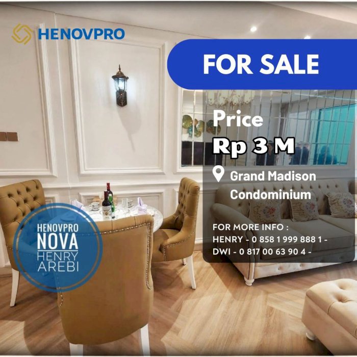 Dijual Harga Spesial Unit 3+1 BR Furnish di Grand Madison Condominium