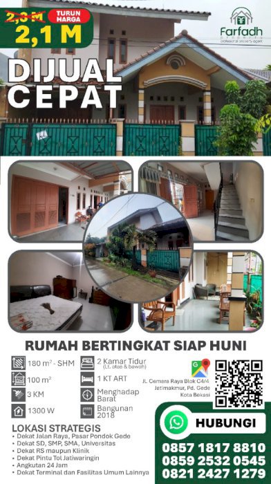 DIJUAL CEPAT RUMAH BERTINGKAT SIAP HUNI SHM STRATEGIS JATIWARINGIN