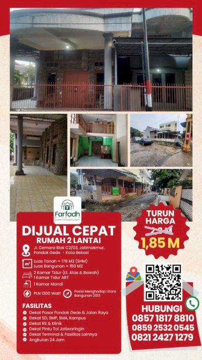 Dijual Cepat Rumah Bertingkat SHM MURAH STRATEGIS JATIWARINGIN