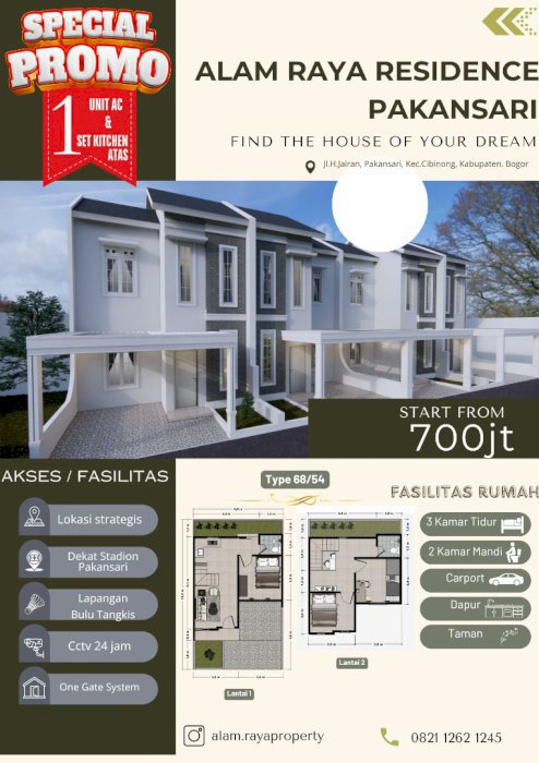 DIJUAL RUKO DAN RUMAH ALAM RAYA RESIDENCE DEKAT STADIUM PAKANSARI