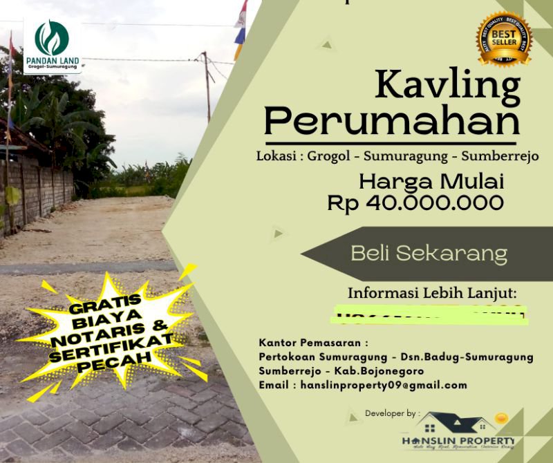 Di Jual Tanah Kavling Perumahan Sumuragung Bojonegoro
