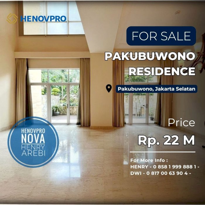 TURUN HARGA Pakubuwono Residence Town House 4+1 BR POOL + GARDEN