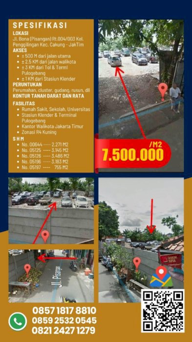 DIJUAL CEPAT TANAH SHM 1.3 HA SHM PENGGILINGAN JAKARTA TIMUR