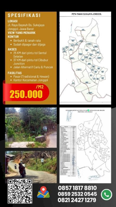 DIJUAL CEPAT TANAH LUAS 80 HA SHM STRATEGIS JONGGOL BOGOR JAWA BARAT