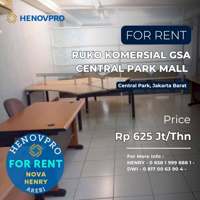 Ruko Komersial GSA Central Park Mall, Lokasi Strategis, Jarang Ada