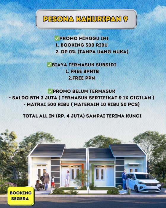 PERUMAHAN SUBSIDI TERBAIK NASIONAL PESONA KAHURIPAN 9