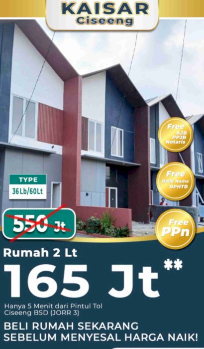 Rumah Murah 2 Lantai  Kaisar Ciseeng Bogor