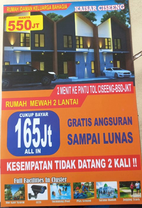 Rumah Murah 2 Lantai Kaisar Ciseeng Bogor