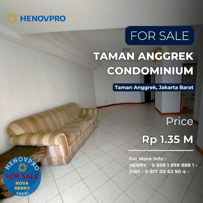 TURUN HARGA JUAL Taman Anggrek Condo Unit Sudut 2+1BR City View