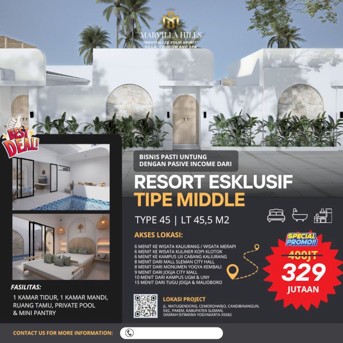 Villa dengan private pool lokasi di kawasan wisata kaliurang