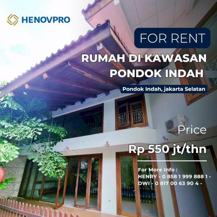 Rumah Pondok Indah 5 menit Ke JIS Lokasi Tenang Cocok Unt Office