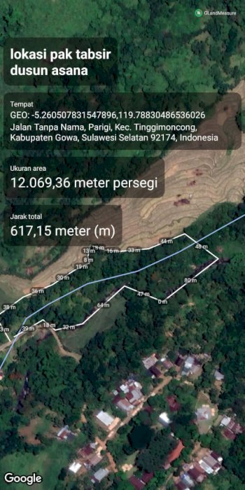 Dijual Tanah Kebun pinggir sungai di Desa Parigi Gowa sulawesi selatan