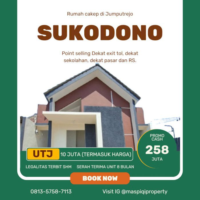 Rumah Dijual Cash Lokasi 5 Menit ke SD, SMP dan SMA