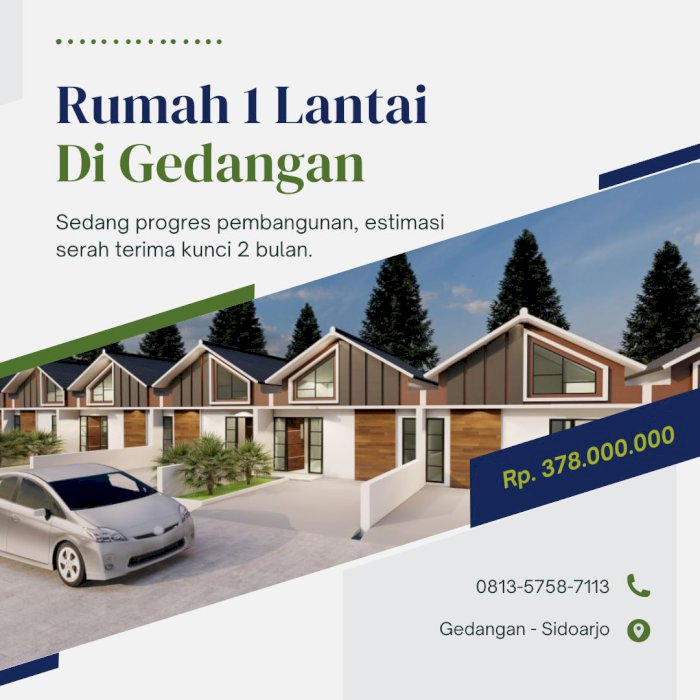 Jual Rumah Lokasi Gedangan Sidoarjo 378 Juta (Hard Cash)