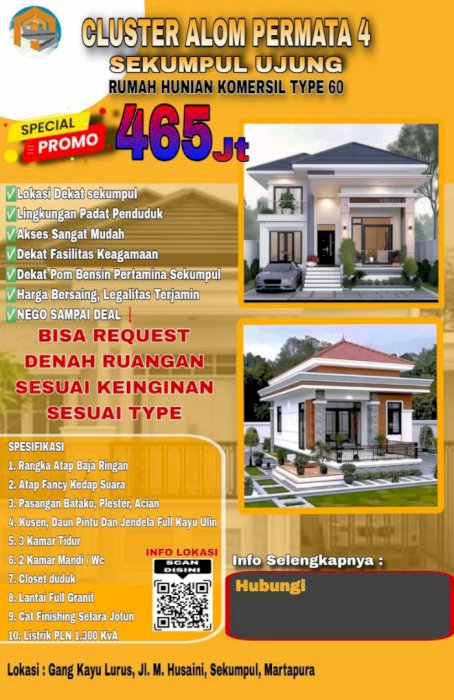 DI BUKA PERUMAHAN KOMERSIL CLUSTER ALOM PERMATA 4 SEKUMPUL MARTAPURA
