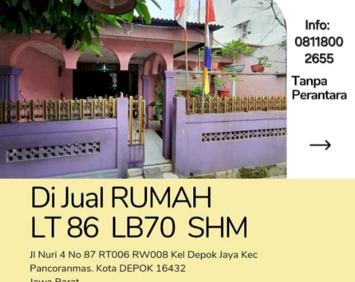 Dijjual Rumah Siap Huni di Depok Tanpa Perantara