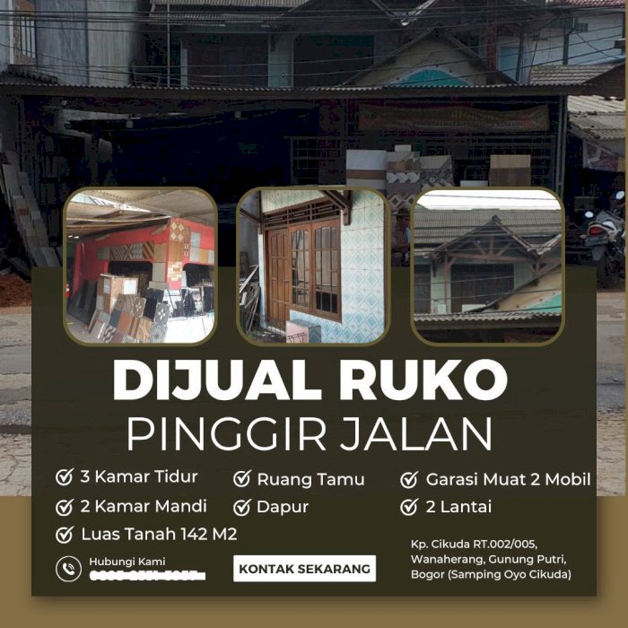 Di Jual Ruko 2 Lantai Lokasi Strategis Di Cikuda Wanaherang Bogor