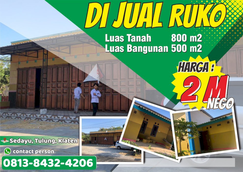 JUAL RUKO BARU SIAP PAKAI LOKASI STRATEGIS SEDAYU JATINOM JAWA TENGAH