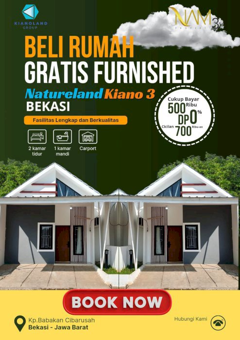 BELI RUMAH  TANPA DP BONUS FURNISHED/ UMROH