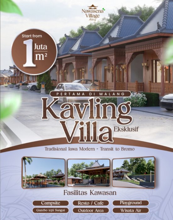 Kawasan Kavling dengan konsep villa etnik traditional jawa modern