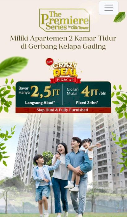 APARTEMEN MEWAH FULL FURNISHED SIAP HUNI DI KAWASAN KELAPA GADING