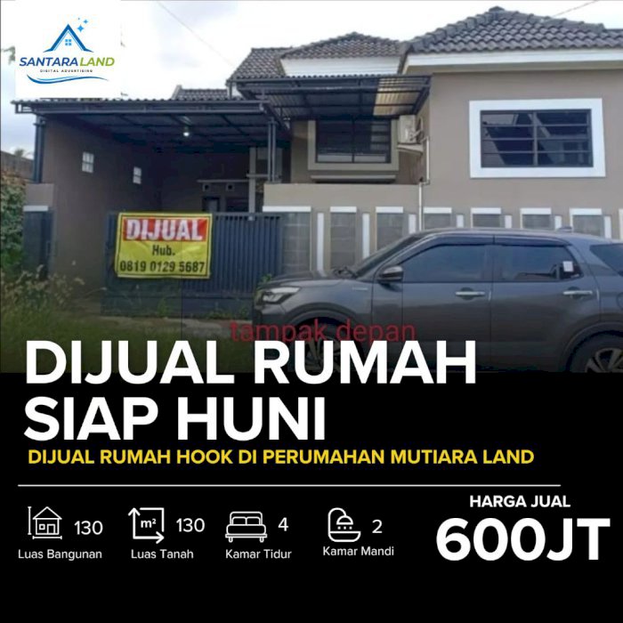Dijual Rumah Hook di Perumahan Mutiara Land Purwokerto
