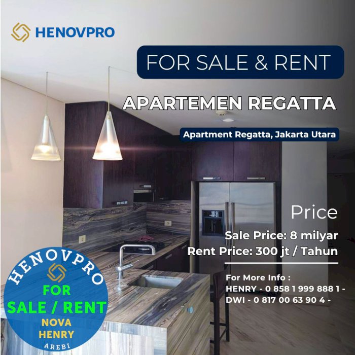 DIJUAL Apartment Regatta, Ocean View  dilengkapi Fasilitas Mewah