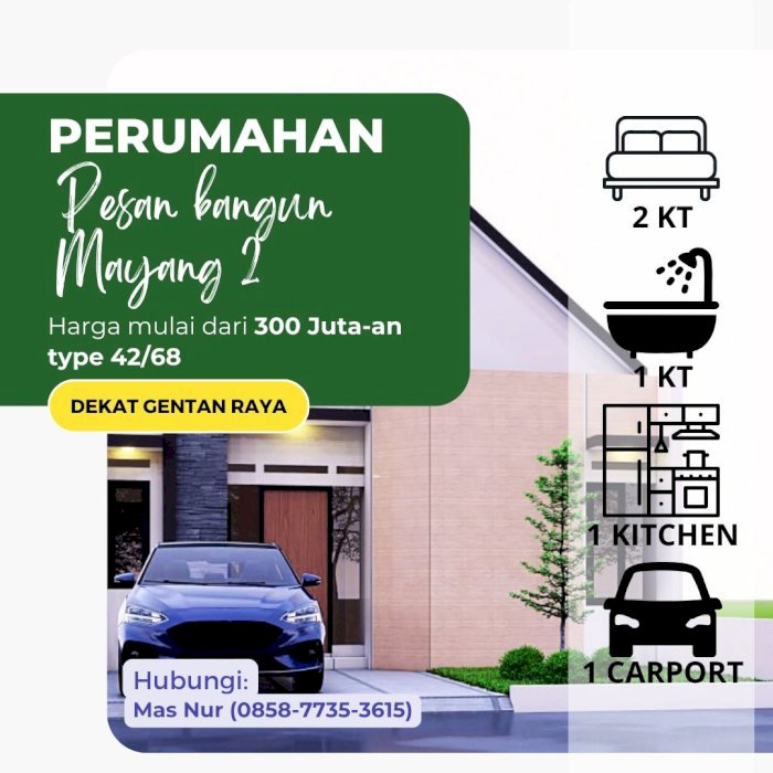 Rumah strategis dekat Gentan Raya