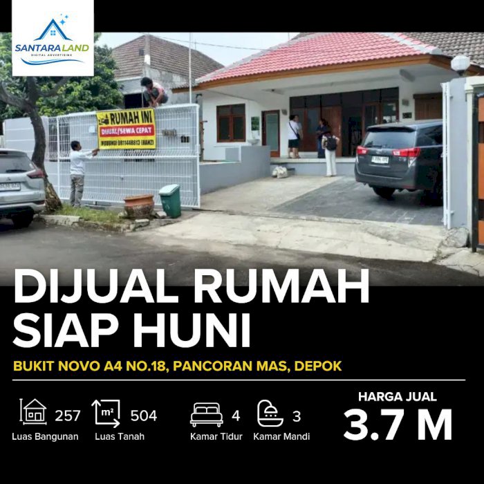 Dijual Rumah Luas di Cluster Bukit Novo, Depok
