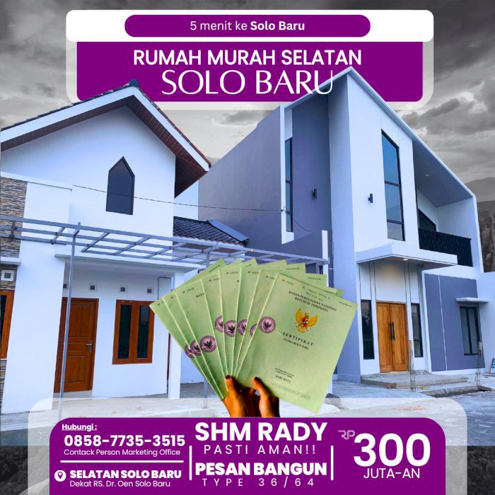 RUMAH MURAH SHM READY SIAP AJB SOLO BARU