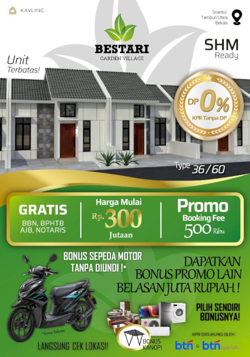 BELI RUMAH TANPA DP DAN DAPAT MOTOR TANPA DIUNDI