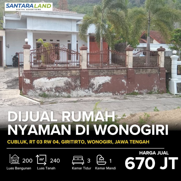 Dijual Rumah Nyaman di Wonogiri Harga Terjangkau