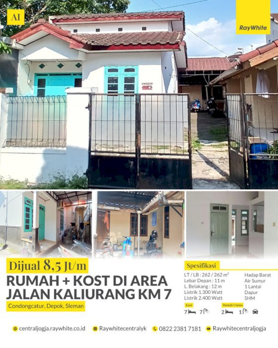 Rumah dan kost dengan lokasi strategis di jalan kaliurang sleman