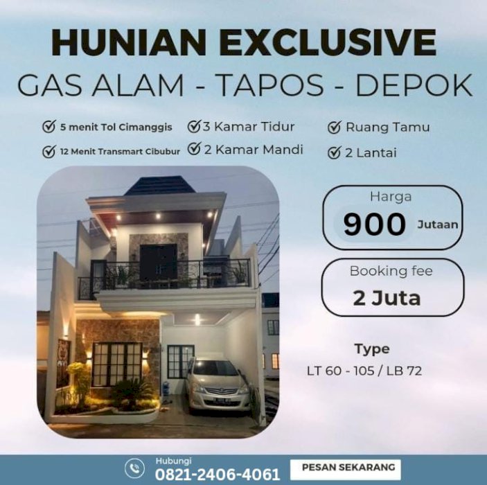 DI JUAL RUMAH CLUSTER HUNIAN NYAMAN&AMAN KAWASAN STRATEGIS  DEPOK