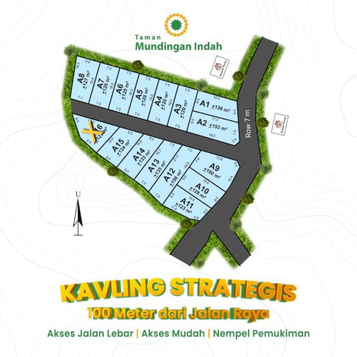 Tanah siap bangun 100 meter dari jalan raya