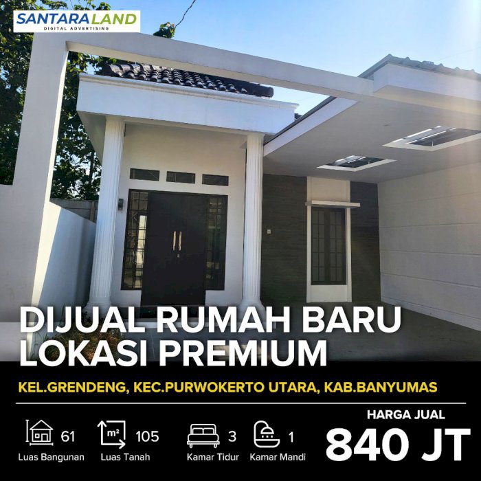DIJUAL! Rumah Baru di Lokasi Premium Purwokerto Utara