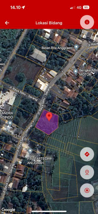 Dijual Tanah Lokasi Strategis Harga Nego di  Setu-Bekasi