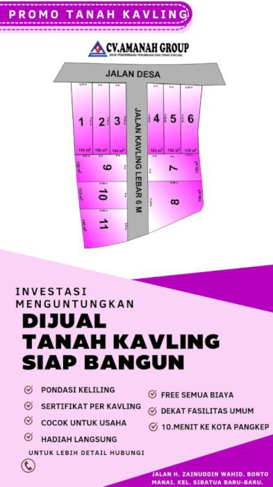 Jual Tanah Kavling Murah Strategis Si Sibatua Baru Baru Sulsel