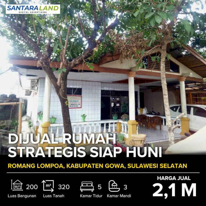 Dijual Rumah 1 Lantai, Nyaman dan Strategis di Gowa