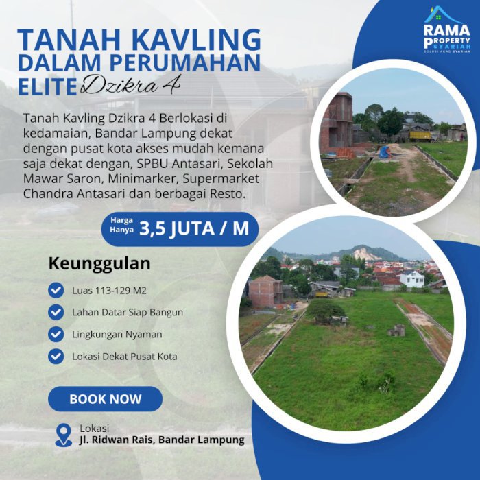 Jual Tanah Kavling Murah dalam Perumahan Strategis Bandar Lampung