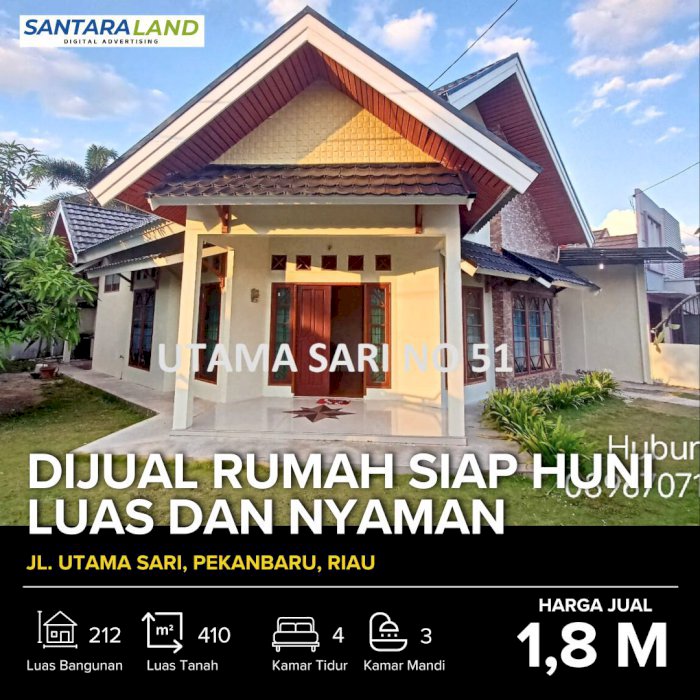 DIJUAL RUMAH LUAS DAN NYAMAN DI KOTA PEKANBARU