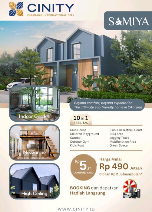 Dijual Cluster Samiya Perumahan Cinity di kota mandiri cikarang