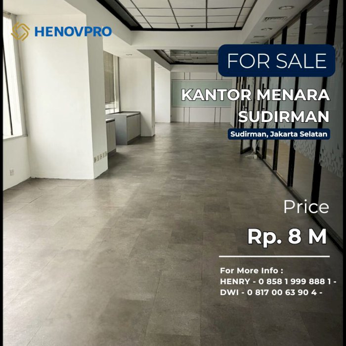 Dijual ruang kantor di menara sudirman, Jl. Jend. Sudirman, Strategis
