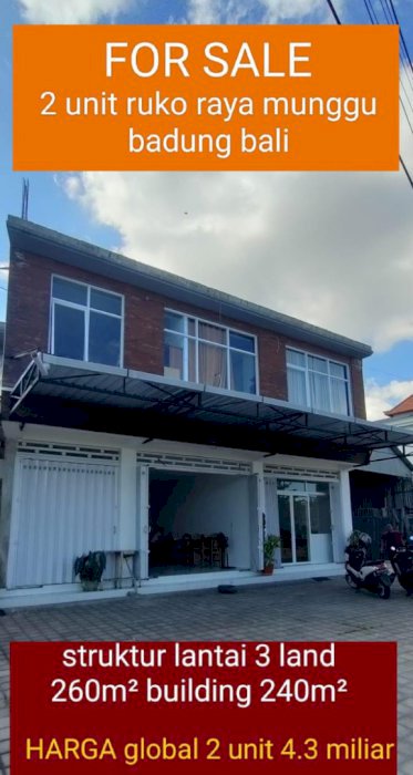 Jual murah ruko 3 lantai di badung bali