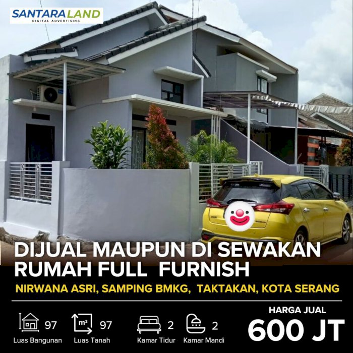 Disewakan atau Dijual Rumah Full Furnish di Nirwana Asri