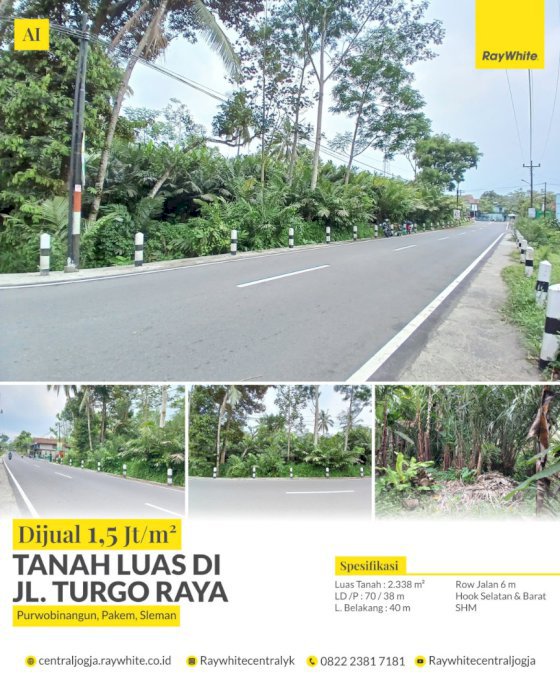 Di jual Tanah Luas 2338 Meter Persegi Lokasi Pakem Sleman