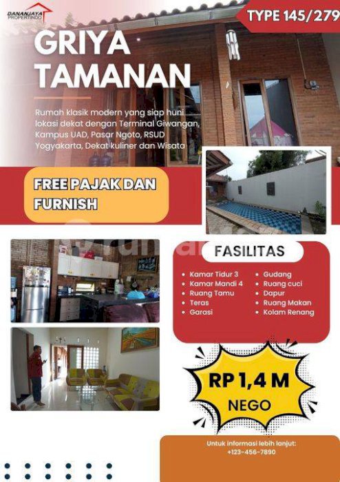 Rumah Free Furnish Dan Pajak Dekat Kampus Dan Wisata Jogja