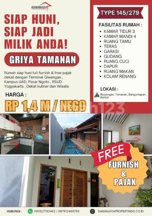 Rumah Siap Huni Free Furnish Pajak Dekat Kampus Uad